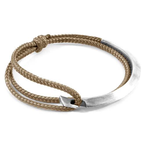 Sand Brown Hove Silver and Rope Bracelet