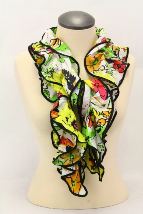 Memories MSF388-9-05 Bold Ruffled Scarf with Abstract Floral Design & 