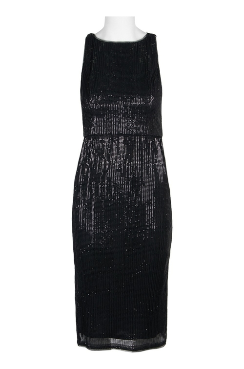 Adrianna Papell Scoop Neck Sleeveless Zipper Back Sequin Dress