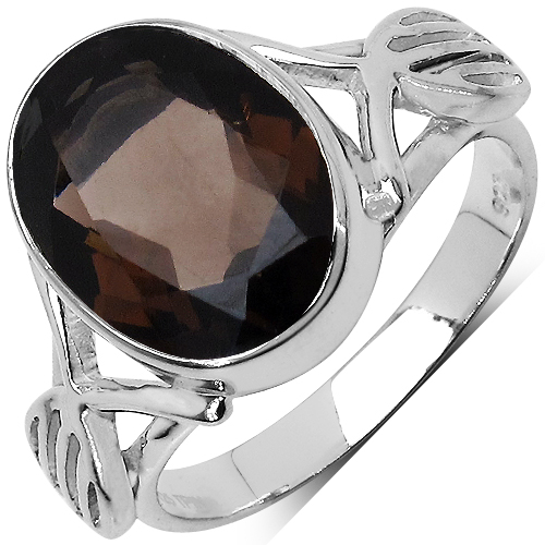 4.37 Carat Genuine Smoky Quartz .925 Sterling Silver Ring