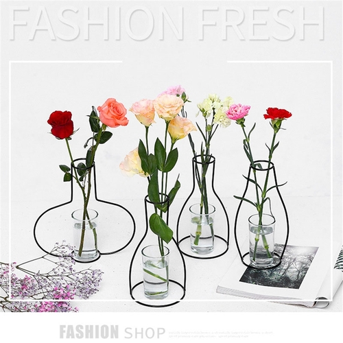 1PC Creative Iron Flower Vases Black Lines Nordic