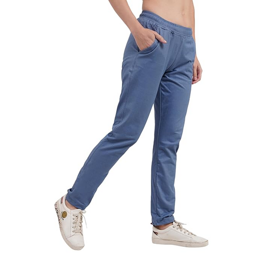 Women Denim Look Cotton Blend Fabric Trackpant (Size-L) (Color-LIGHT