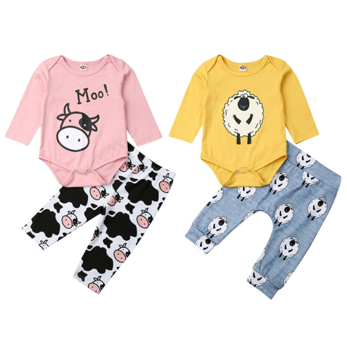 Cute Newborn Baby Girl Boy 2Pcs Sets Autumn