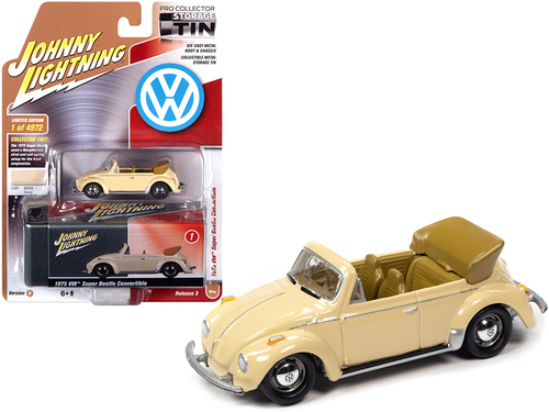 1975 Volkswagen Super Beetle Convertible (Top Down) Ivory and