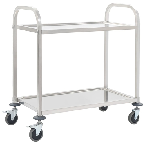2-Tier Kitchen Trolley 42.1"x21.7"x35.4" Stainless Steel