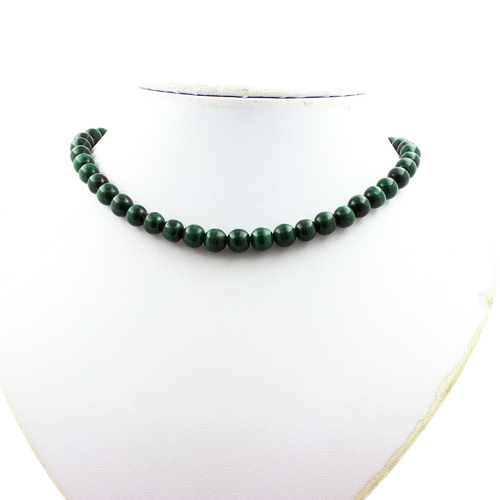 Malachite from Congo quality 7A bead necklace stainless steel chain