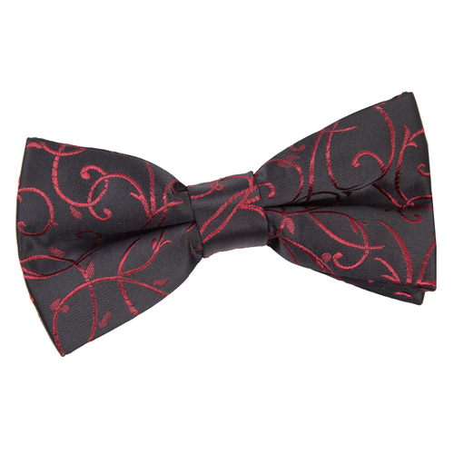 Swirl Pre-Tied Bow Tie - Black & Burgundy