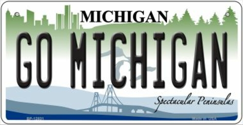 Smart Blonde BP-12831 3 x 6 in. Go Michigan Novelty Metal Bicycle Plat