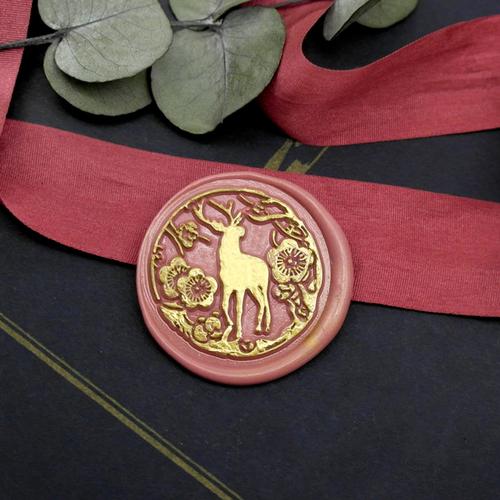 Plum Blossom Deer Metal Stamp / Wedding Wax Seal Stamp