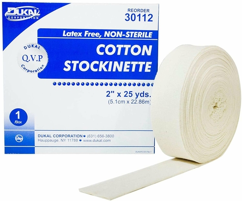 Dukal Elastic Cotton Stockinette 2" x 25 Yards. Roll of Tubular