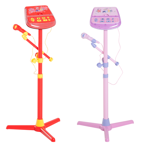 Qaba Kids Karaoke Disco Machine Toy Adjustable Microphone Speaker