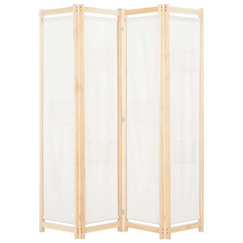 4-Panel Room Divider Cream 62.9"x66.9"x1.6" Fabric