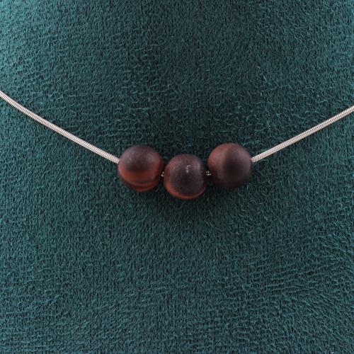 Matte red Tiger's Eye 8 mm 3 beads necklace.