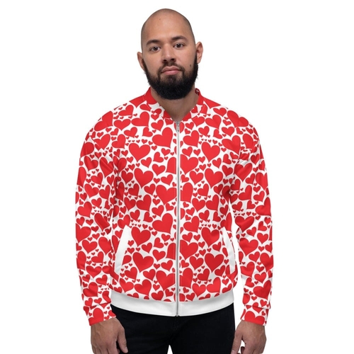 Mens Bomber Jacket / Love Red Hearts