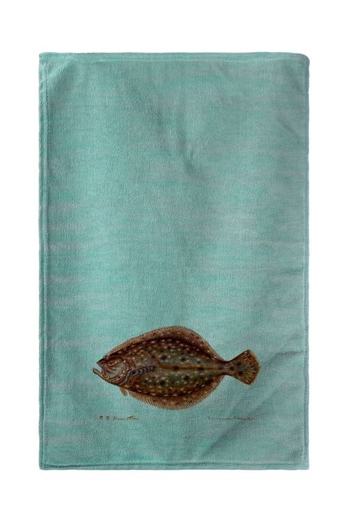 Betsy Drake BT014C Flounder on Teal Beach Towel - 30 x 50 in.