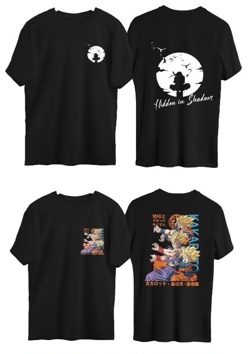 Combo Of 2 Mens Anime Character Printed Cotton Round Neck Half Sleeves