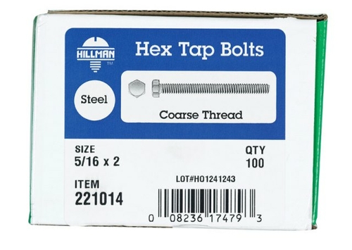 Hillman 221014 0.312 x 2 in. Hex Tap Bolt  Box of 100