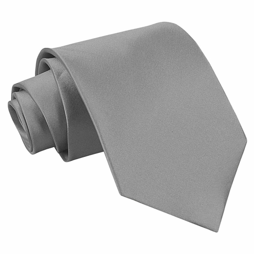 Plain Satin Extra Long Tie - Platinum