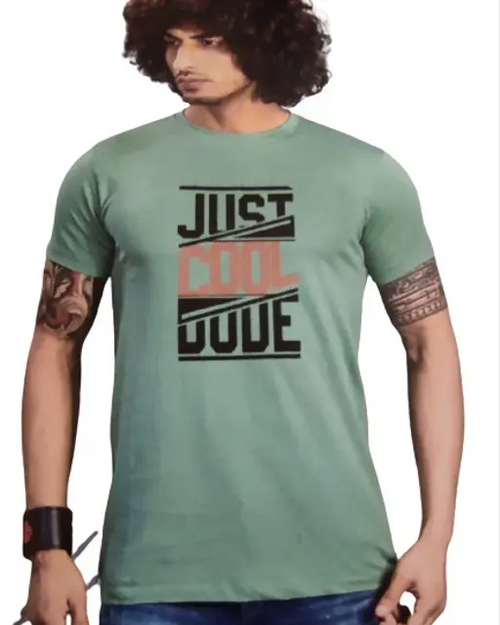 Men Green Stylish Retro Tshirts Size M