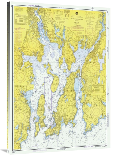 Global Gallery GCS-450523-40-142 40 in. Nautical Chart - Narragansett 