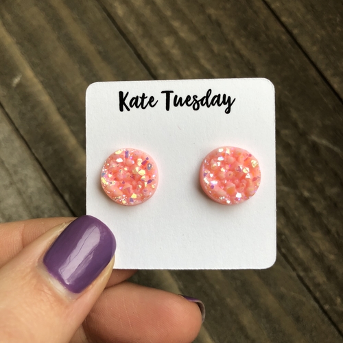 Raw GORG Pink Druzy Earrings