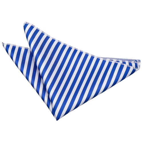Thin Stripe Handkerchief - White & Royal Blue