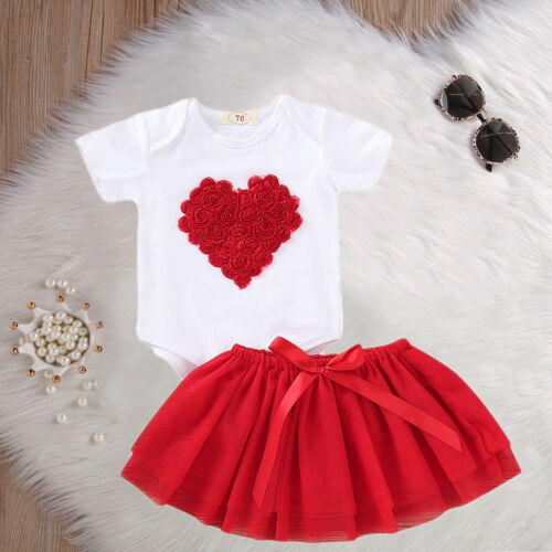 Baby Clothes Set Heart Shaped Rose Girl Summer