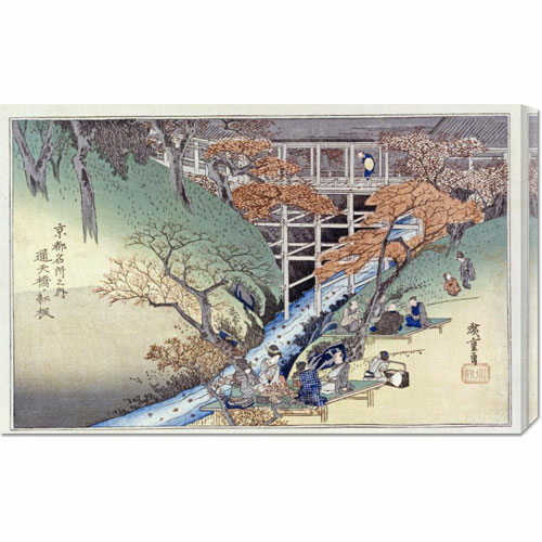 Hiroshige 'Red Maple Leaves at Tsuten Bridge' Stretched Canv