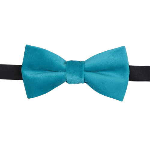 Plain Velvet Pre-Tied Bow Tie - Teal