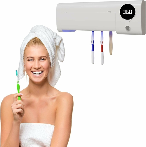 PUREVACY Wall Mounted Toothbrush Holders for Bathrooms. White Electric