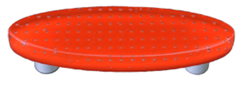 Hot Knobs HK1202-POA Bubbles Orange Oval Glass Cabinet Pull - Aluminum