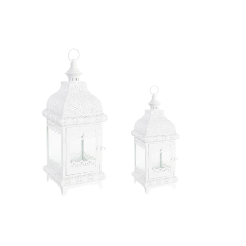 Lanterns DKD Home Decor Crystal Metal White (19 x 19 x 58 cm)