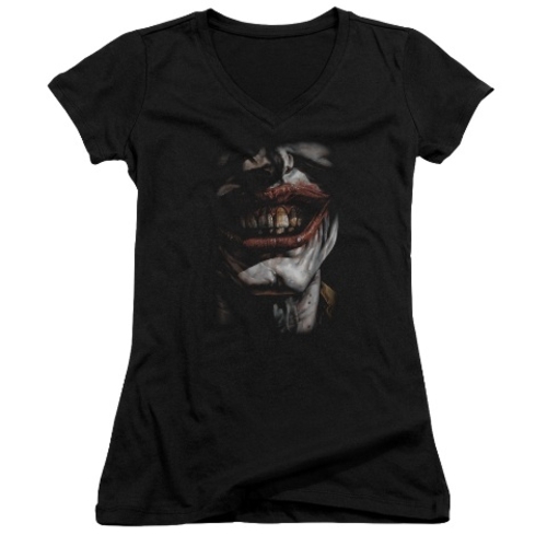 Trevco Batman-Smile Of Evil - Junior V-Neck Tee - Black, 2X