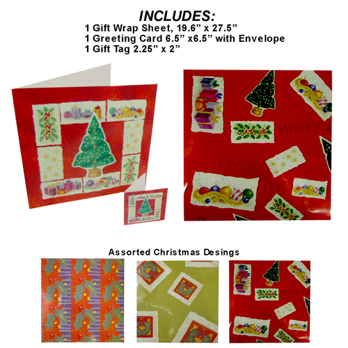 Xmas Gift Wrap, Card & Tag Set