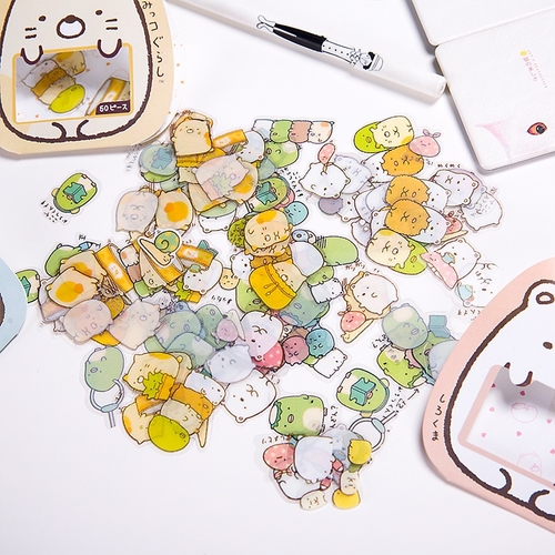 50PCS/PACK Cute Bear Cat Sticker Marker