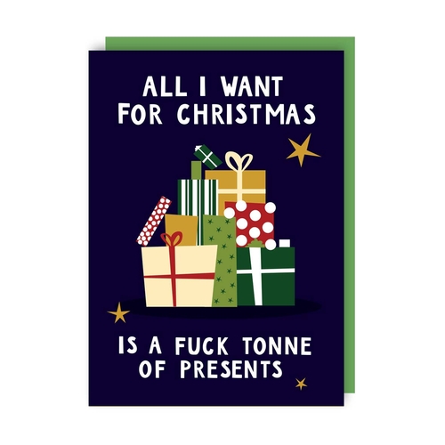 Tonne of Presents Funny Christmas Card (Pack of 6)