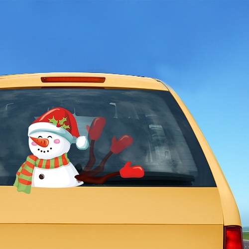 Snowman Waving Wiper Decals PVC Car Styling Rear