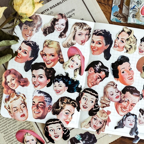 46PCS/PACK Retro Head Portrait Sticker