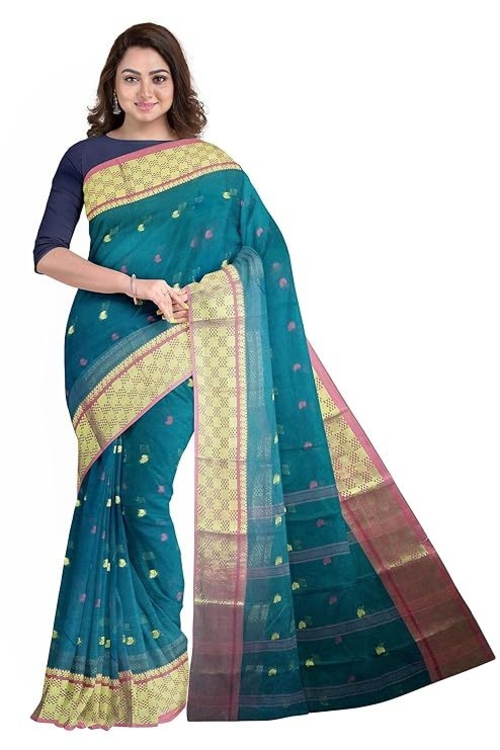 Women'S Tangail Pure Cotton Silk Border Traditional Bengal Handloom