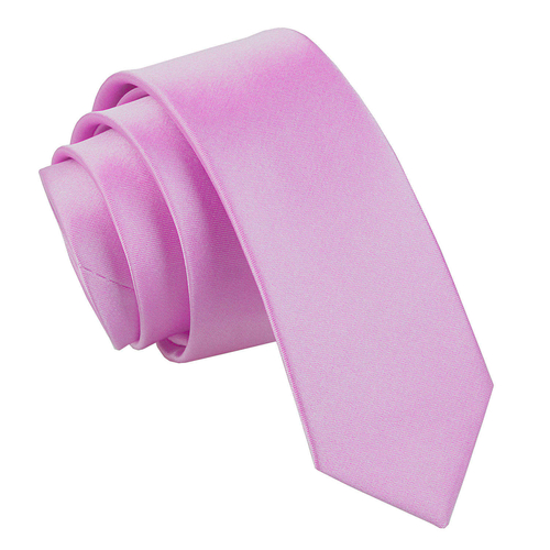 Plain Satin Skinny Tie - Lilac