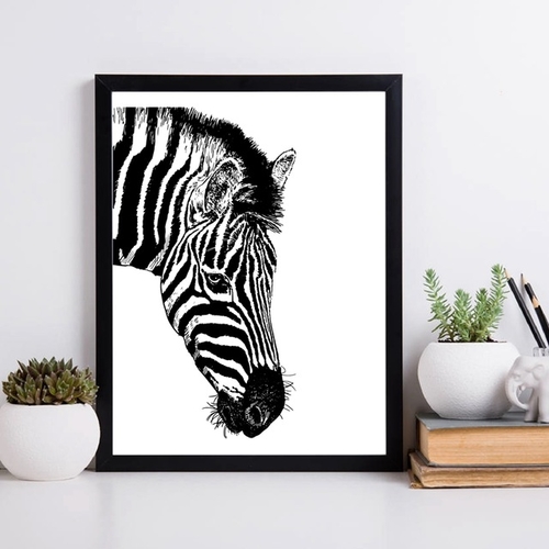 Black and White Zebra Wall Picture Art Print