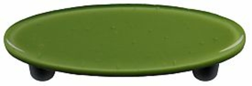 Hot Knobs HK1019-POB Olive Green Oval Glass Cabinet Pull - Black Post