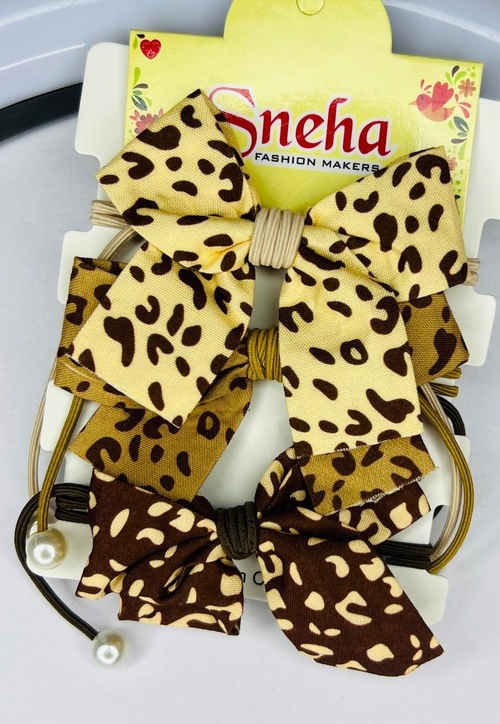 Beautiful Tiger printed Kids Girls Big Hair Bow Pack of 3