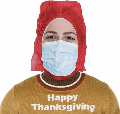 Polypropylene Protective Hoods. Pack of 100 Teal Hooded Caps. Elastic