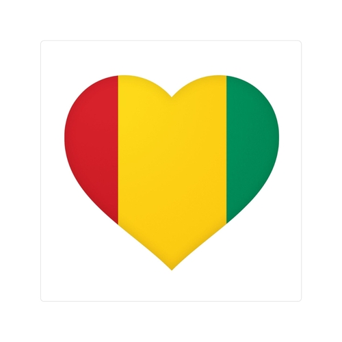 Autocollant en coeur Drapeau de la Guinée en plusieurs tailles