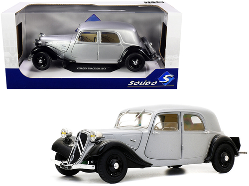 Citroen Traction 11CV Silver and Black 1/18 Diecast Model Car by