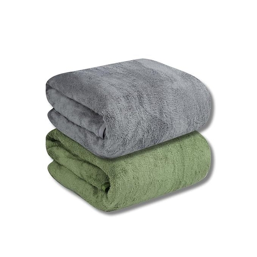 Microfiber 500 GSM Bath Towels PACK OF 2 (Green&Grey)