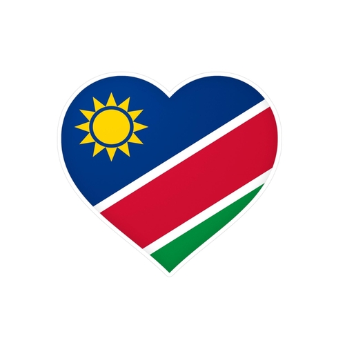 Autocollant en coeur Drapeau de la Namibie en plusieurs tailles