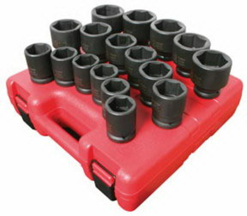 4684 0.75 Inch Drive 17 Piece Metric Standard Impact Socket Set