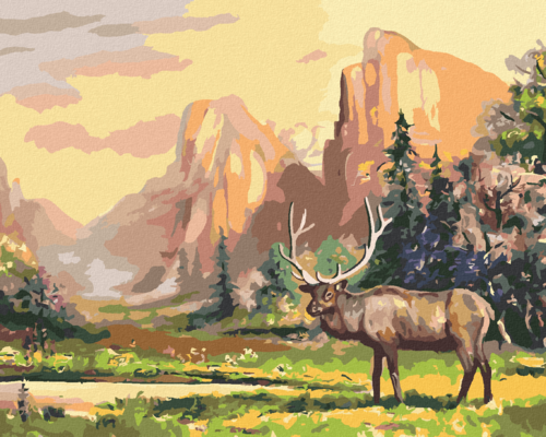 Zuty - Paint by Numbers - MOOSE IN SPRING (D. RUSTY RUST), 40x50 cm